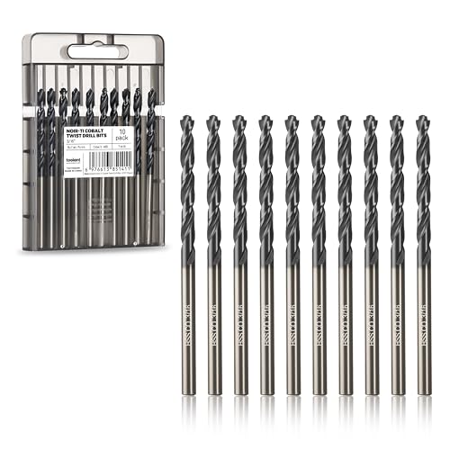 Image of toolant 3 /16 inch Cobalt Drill Bit Set(Pro) Titanium Aluminum Nitride Coated (TiAlN) with Bullet Point Tip, 10-Piece Bulk