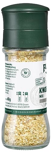 Fuchs Gewürze - Knoblauch Mix Gewürzzubereitung - gerösteter Knoblauch mit Petersilie mit verstellbarem Mahlwerk - 60 g in wiederverwendbarer Mühle