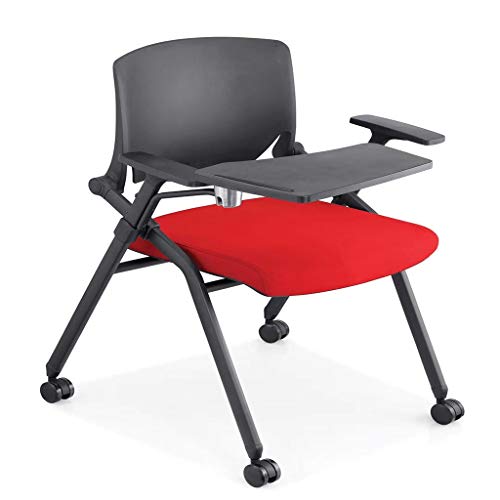AHXF Silla plegable acolchada de vinilo con brazo para tableta, silla tapizada para anidar, sillas con brazo de tableta, 52 cm, 60 cm, 85 cm, capacidad de carga: 150 kg, color negro (color: rueda