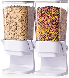 Zeadesign Cereal Dispenser Countertop 2Pc, Cereal Containers Storage, 5L Organization and Storage Containers for Kitchen, Dry Food Dispenser for Rice, Grains, Nuts, Snack,Oatmeal, Pet food, White