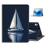 FXIANGWL for iPad Air 11 Inch 2024 Case, PU Leather Folio Stand Cover with Auto Sleep/Wake, Shockproof Smart Protective, Durable Folding Cover for iPad Pro 11 Inch, Sailboat Print