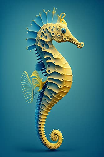 Ocean Animal Diamond Painting Kits Seahorse Diamond Painting - Full Round Diamond Crystal Kits for Adults Beginners and Kids for Wall Decor & Aquarium Decor (12 X 16 Inch)
