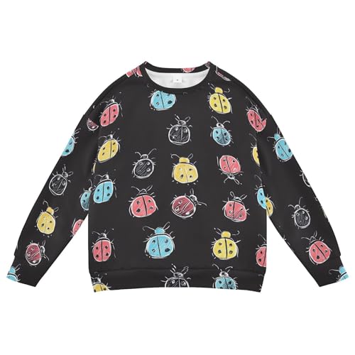 JUNZAN Cute Cartoon Ladybugs Little Kids Hooded Sweatshirt Long Sleeve Fall Tops Shirts Athletic 4T