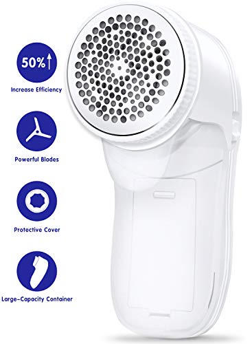 Fabric Sweater Shaver - JUEYINGBAILI Triple Protection Battery Operated Lint Remover - Trimmer Efficiently Faster by 50% - Remove Clothes Fuzz, Lint Balls, Pills, Bobbles