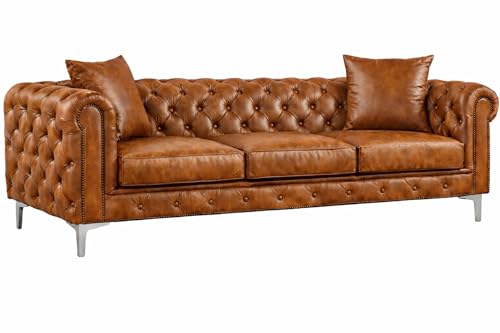 Image of Luxury Sofa Set Luxury Chesterfield Sofa in for Home Living Room & Office (3 Seater Brown)