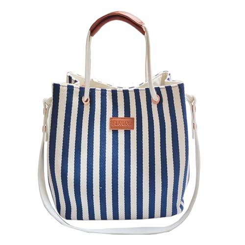 Bolso Tote De Lona Para Mujer Mediano Rayado miniatura 1