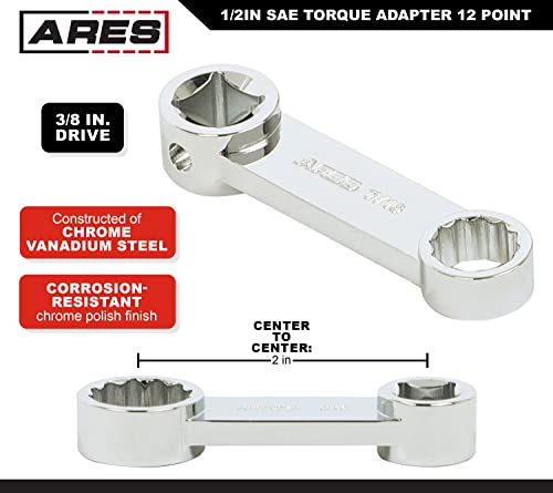 Ares 43020 – 1/2-Inch 12-Point Box End Torque Adapter Extension – 3/8-Inch Drive - 2-Inch Extension For Torquing In Hard To Reach Places – Chrome Vanadium Steel Construction #TOP1