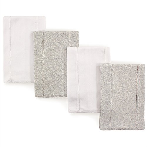 Image of Touched by Nature Unisex Baby Organic Cotton Burp Cloths, White Gray, One Size
