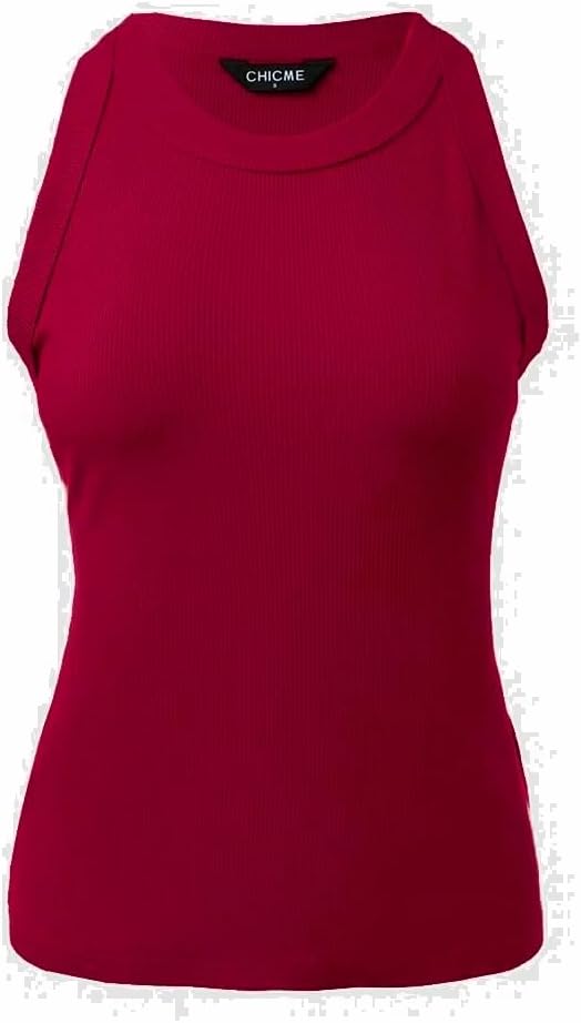 CHICME Womens Summer Sleeveless Tank Top Casual Ribbed Racerback Basic Fitted Thick Strap Shirts Tops - Image 5