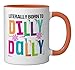 Literally Born to Dilly Dally Colorful Ceramic Mug, Orange/White