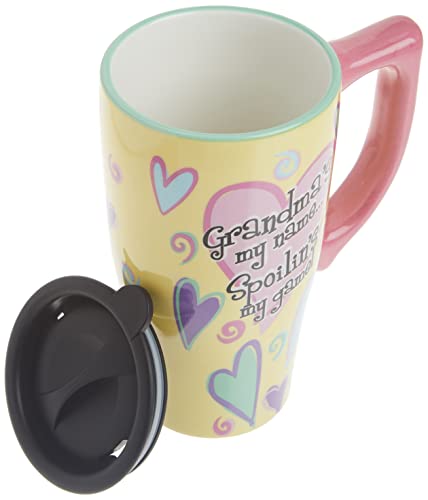 Vaso de viaje cerámico Spoontiques 18 oz amarillo miniatura 3