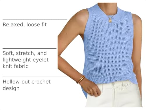 Image of PRETTYGARDEN Womens Summer Crochet Tank Tops Knit Sweater