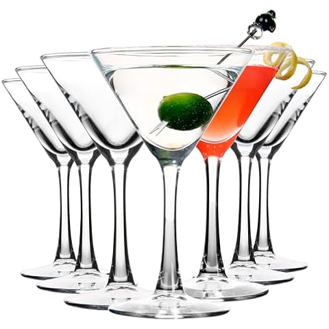 Martini Glasses Set of 7, 6.3oz Cocktail Glasses, Classic Stemmed Martini Wine Glasses, Clear Martini Glass Set for Bar, Cocktail Party, Wedding, Outdoors, Camping and More Cover