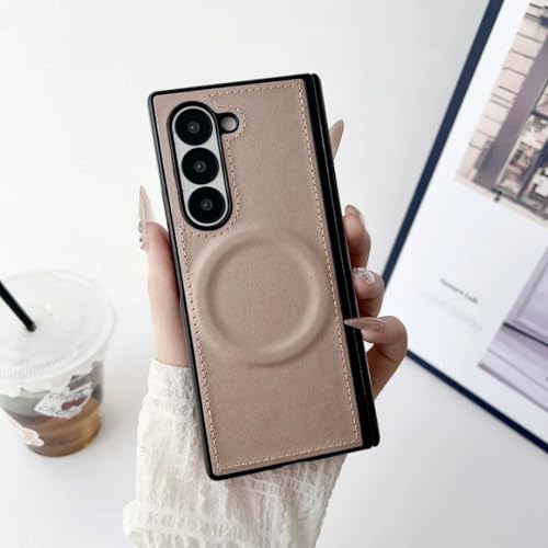 Protection cuir Galaxy Z Fold 4 or haut de gamme avec clapet magnétique robuste