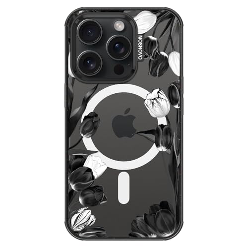 Coque iPhone 15 Pro MagSafe MOSNOVO - Protection antichoc militaire motif tulipes