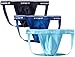 Papi Men's 3-Pack Cotton Jock Strap , Light Blue/Cobalt/Navy, Large