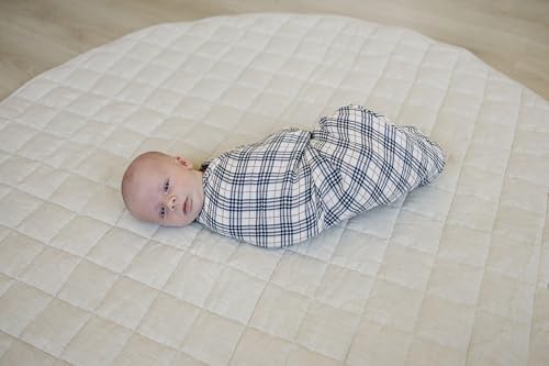 Image of Mebie Baby Vintage Plaid Muslin Swaddle, Modern and Neutral Swaddle Blanket for Baby Girl or Boy, Soft Baby Blankets, Newborn Swaddle Blanket, 0-3 Month, Comfy Wrap, Baby Essentials & Gifts