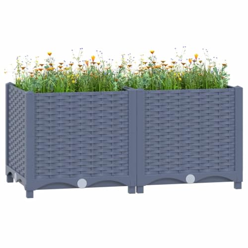 Tino Tech Jardinière surélevée de jardin, 80 x 40 x 38 cm, en polypropylène, pour l'extérieur, parterre de fleurs, parterre de fleurs, plate-bande de culture, parterre d'herbes, plate-bande de