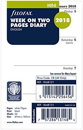 Filofax Mini Week On Two Pages English 2018 Diary