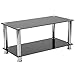 Flash Furniture Riverside Collection Black Glass Coffee Table with Shelves and Stainless Steel Frame
