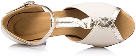 Honeystore Women's T Strap Glitter Heel Latin Dance Shoes Ivory 7.5 B(M) US | Image 1