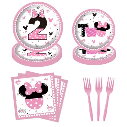80Pcs Oh Twodles Pink Second Birthday Plates 2nd Party Supplies Decorations for Girl Baby Bday