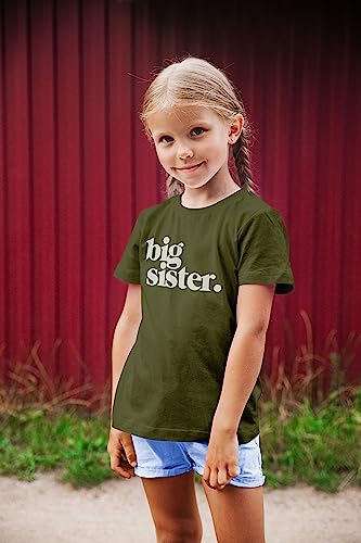 Image of Bold Big Sister Colorful Sibling Reveal Announcement T-Shirt for Baby and Toddler Girls Sibling Outfits