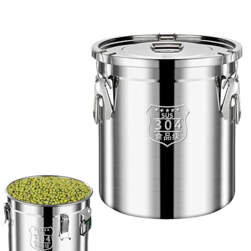 12 L Stainless Steel Airtight Canister, Rice And Oil Storage Container Stainless, Food Storage Bucket With Lid, Coffee Bean Canister Airtight, For Grounds Coffee, Beans,Tea, Sugar, Flour, Snacks