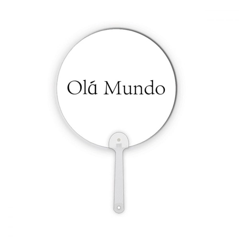 Éventail portable rond Art Déco mode en plastique portugais style Hello World
