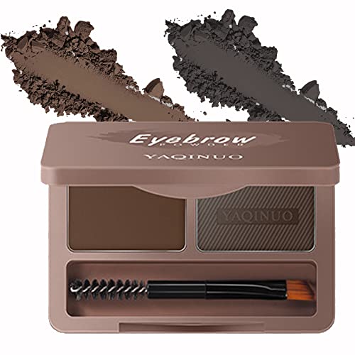 MEITREND Eyebrow Powder, Dark Brown & Black Eyebrows Shaper Brow Pomade Pen Pencil Tint Makeup Kit Set. As Eyeliner Face Contour Hairline Filler Men Girl Teens (Natural Brown + Dark grey), Pack of 1