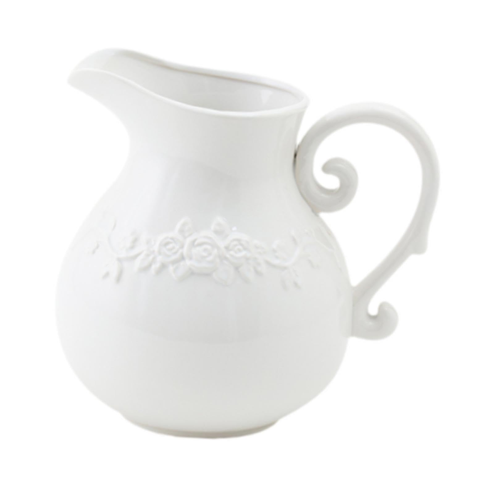 QIXCXAZ Sophisticated Ceramic Flower Vase Charming White Pitcher Jug Creating Artistic Floral Showpieces Cafe Decoration. Decorative Jug Vase Is Gift Choice