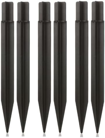 8.25" Reinforced ABS Plastic Solar Ground Spikes - Durable Solar Light Replacement Stakes for Garden, Pathway, Deck, Camping, Christmas Lights (Fits 0.82" Pole Diameter) (Black-6 Pack)