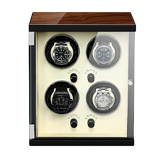 Watch Winder Enrollador de Reloj para 1, 2 y 4 Relojes automáticos, Compatible con Reloj Individual y Reloj Giratorio Doble con Motor silencioso, Regalo para Hombres y Mujeres Watch Winder