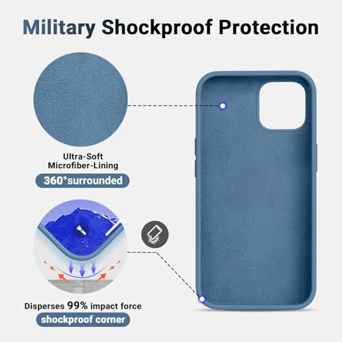 Image of Premium Liquid Silicone Case for iPhone 12 & 12 Pro - Slim Full Body Protective Back Cover with Soft Microfiber Lining, Anti-Slip Grip Scratch Resistant Phone Case(Storm Blue)