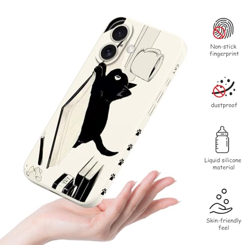 Coque iPhone 16 silicone ultra fine doublure microfibre chat blanc