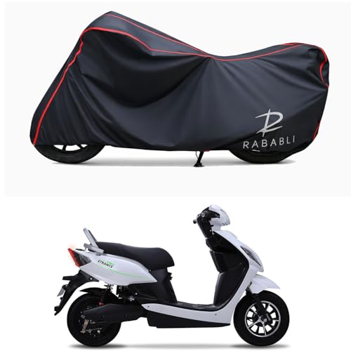 Image of Waterproof Bike Body Cover Compatible for | Pure EV ETrance Neo | Taffeta Fabric, Red Piping Design, Bottom Elastic Fit | Dustproof, Sun UV & Rain Protection for All Bikes
