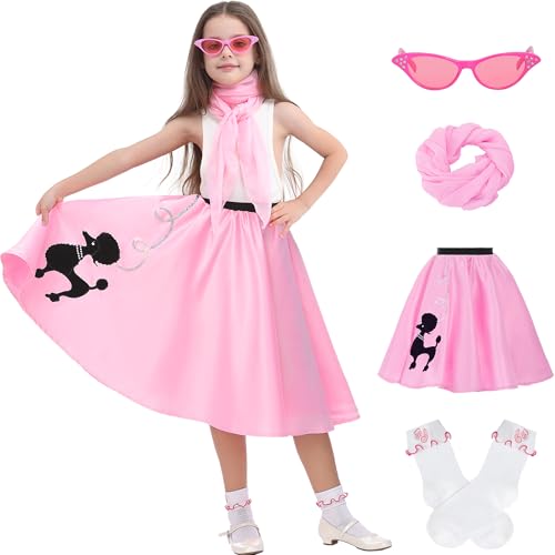 Vestidos de calcetín años 50 niños falda caniche disfraz temático escolar con bufanda