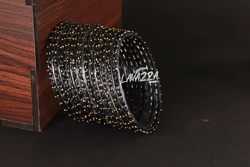 Image of LAVAZZA Raindrop Glass Bangles Set For Women & Girls with Zircon Diamond Stone & Beads | Trendy Transparent Crystal Glass Bangles | Fancy Kanch ki Chudi Set | Bangles for Wedding, Party- Set of 12