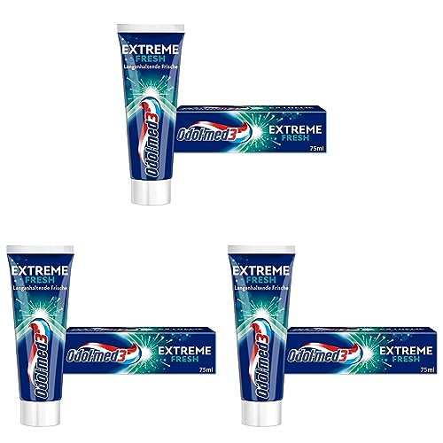 Odol-med3 Extreme Fresh Zahnpasta, Zahncreme für langanhaltende Frische, 75ml (Packung mit 3)