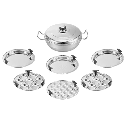 Amazon Basics Stainless Steel Deluxe Multi Kadai with 6 Plates | ...