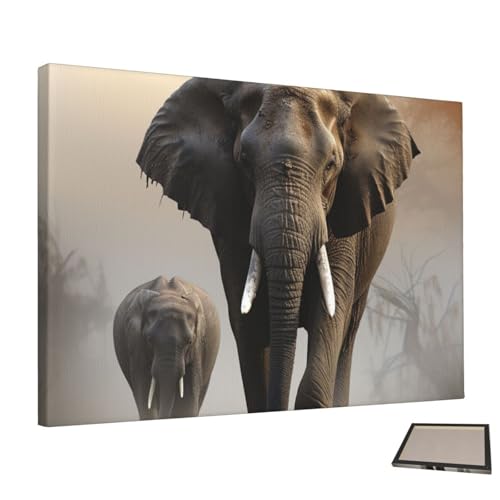 Peinture murale éléphant pour habiller un mur blanc sans cadre lourd