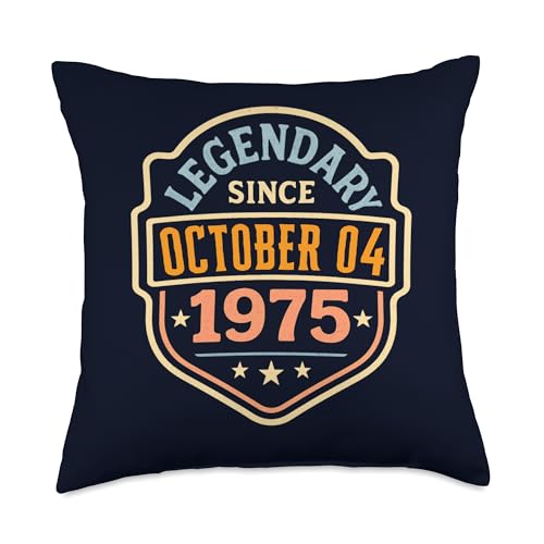 October 1975 Legendary Since October 04 Vintage Birthday Throw Pillow October 1975 Legendary Since October 04 Vintage Birthday Throw Pillow