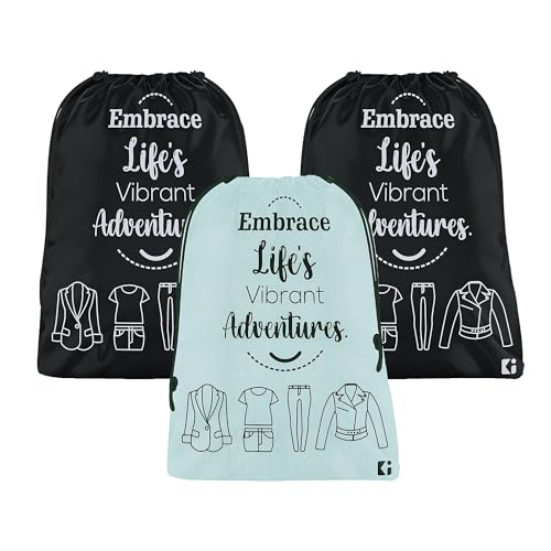 Image of Kuber Industries Pack of 3 Cloth Storage Bag | Foldable Cloth Laundry Bag | Non-Woven Storage Organizer | Travel Storage Organizer for Clothing | Garments Cover | Medium | Grey & Black