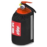 DADA LAB Feuerlöscher Tasche 1kg für Auto – KFZ Halterung mit Klettbefestigung für Kofferraum, Reflektionsstreifen & Piktogramm – inkl. Wandadapter mit Klebefläche