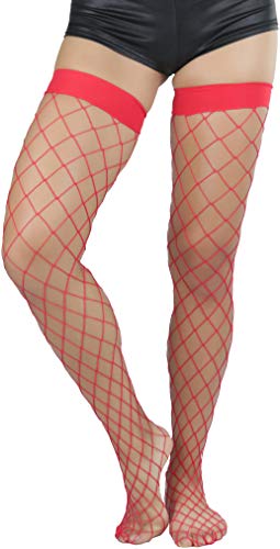 Image of ToBeInStyle Women's Diamond Large and Fine Fence Net Fishnet Nylon Thigh High