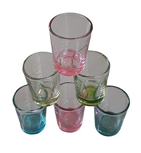 MASOOM NX Dual Colour Set of 6 Shots/Shooter Glass [Ideal for Vodka, Tequila, Cordial, Espresso & Liqueur] [Glass Capacity: 20 ml] with Reusable Plastic Container