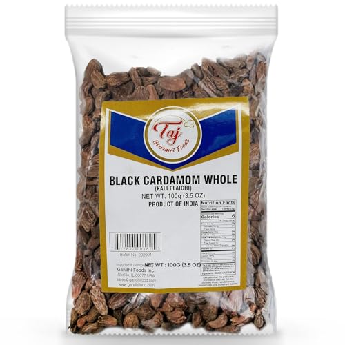 TAJ Premium Indian Black Cardamom, Kali Elaichi, 3.5-Ounce