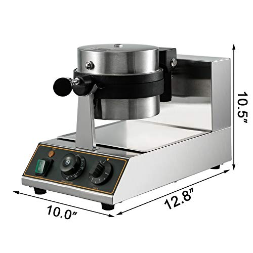 VBENLEM 110V Commercial Round Waffle Maker Nonstick Rotated 1100W Electric Waffle Machine Stainless Steel Temperature and Time Control Suitable for Bakeries Snack Bar Family - Thumbnail 2
