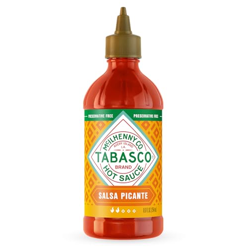 TABASCO Salsa Picante - Salsa piccante vibrante e delicata, bottiglia facile da spremere, stile messicano più denso con peperoni autentici, aglio e spezie, 256 ml (confezione da 1)