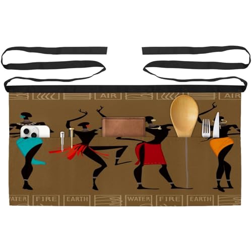 Tablier court de chef lot de 3 demi-tablier cuisine bistrot nettoyage motif africain
